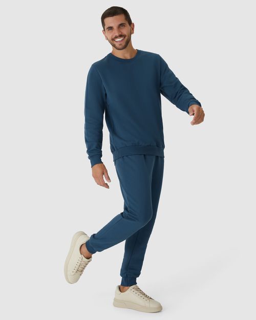 Calça Básica Masculina Em Moletom Flanelado