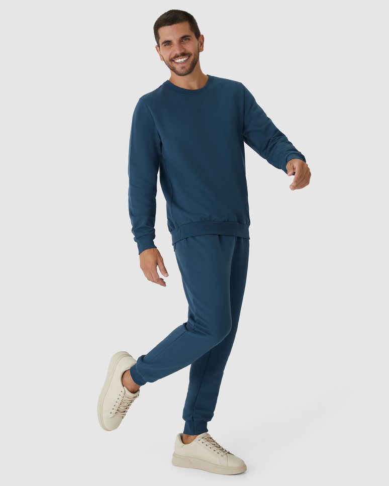 Calça Básica Masculina Em Moletom Flanelado
