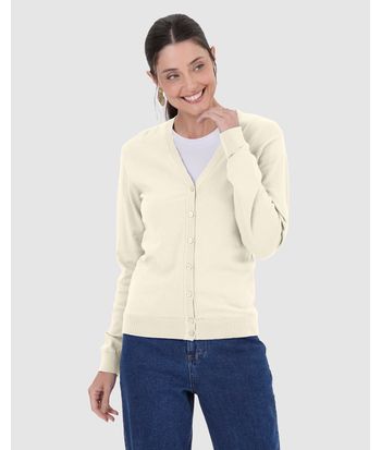 Cardigan Básico Feminino Decote V Em Tricô