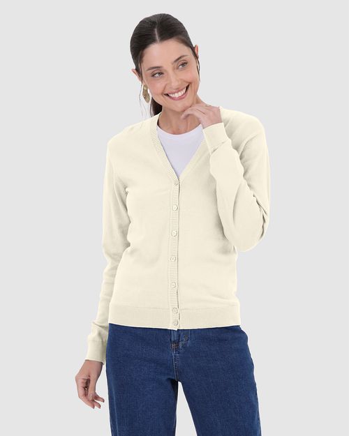 Cardigan Básico Feminino Decote V Em Tricô