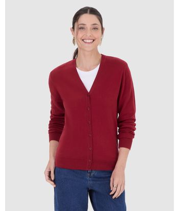 Cardigan Básico Feminino Decote V Em Tricô