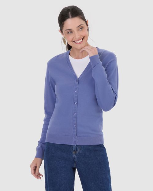 Cardigan Básico Feminino Decote V Em Tricô