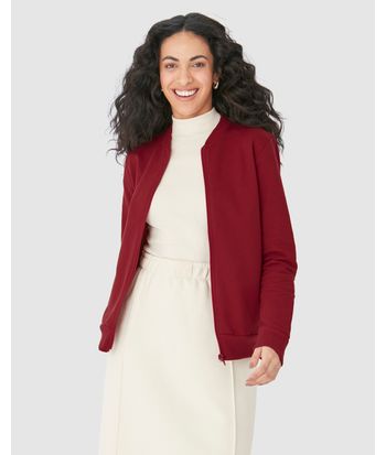 Jaqueta Básica Feminina Bolso Lateral Em Moletom Flanelado