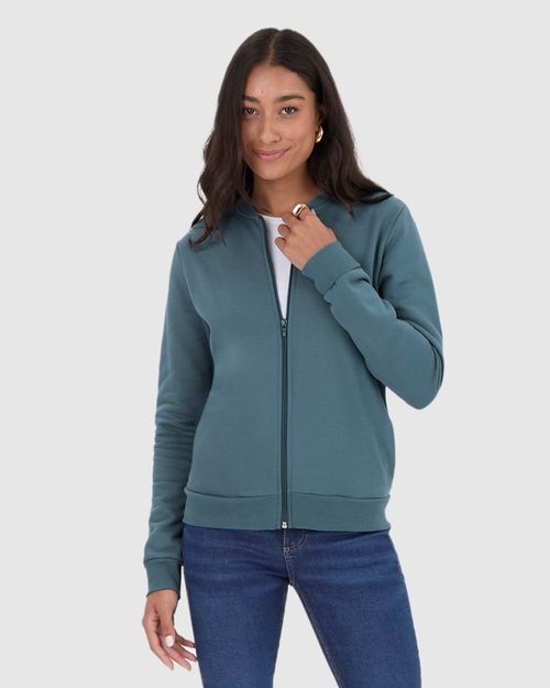 Jaqueta Básica Feminina Bolso Lateral Em Moletom Flanelado