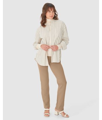 Calça Básica Feminina Cós Elástico Em Moletom Stretch Flanelado