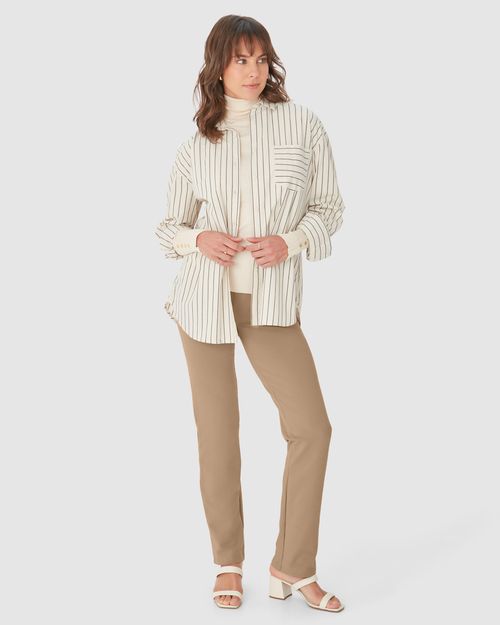 Calça Básica Feminina Cós Elástico Em Moletom Stretch Flanelado