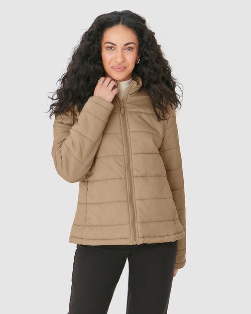 Jaqueta Básica Feminina Puffer Bolso Funcional Em Nylon