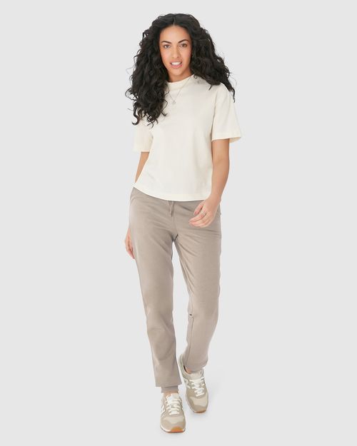 Calça Básica Feminina Jogger Bolso Faca Em Moletom Stretch Flanelado