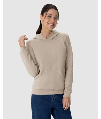 Blusão Básico Feminino Com Capuz Moletom Stretch Flanelado
