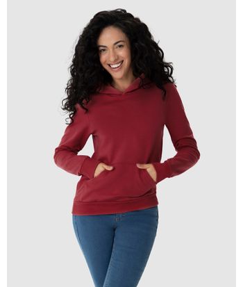 Blusão Básico Feminino Com Capuz Moletom Stretch Flanelado