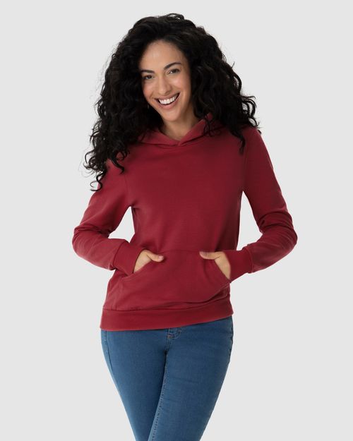 Blusão Básico Feminino Com Capuz Moletom Stretch Flanelado