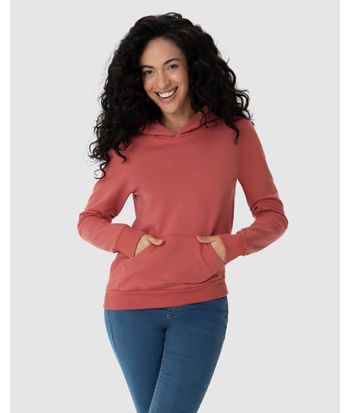 Blusão Básico Feminino Com Capuz Moletom Stretch Flanelado