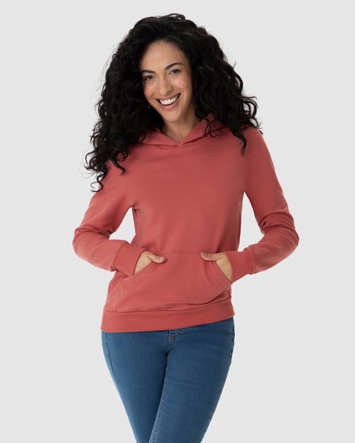 Blusão Básico Feminino Com Capuz Moletom Stretch Flanelado