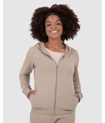 Jaqueta Básica Feminina Com Capuz Moletom Stretch Flanelado
