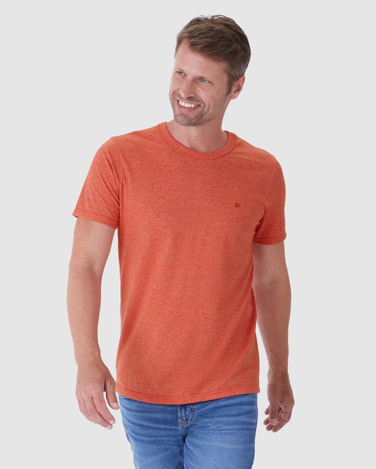 Camiseta Básica Masculina Bordada Em Malha Rajada