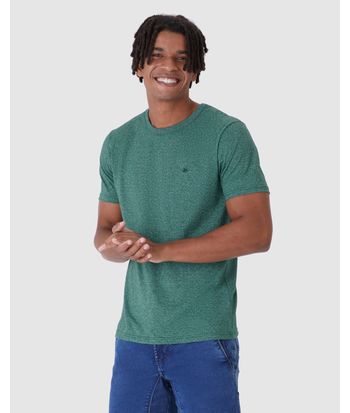 Camiseta Básica Masculina Bordada Em Malha Rajada