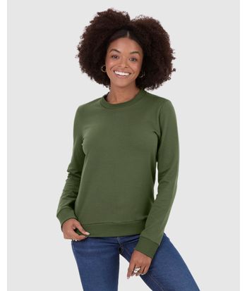 Blusão Básico Feminino Manga Longa Em Moletom Stretch