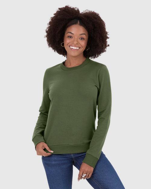 Blusão Básico Feminino Manga Longa Em Moletom Stretch