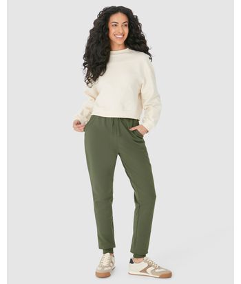 Calça Básica Feminina Jogger Em Moletom Stretch