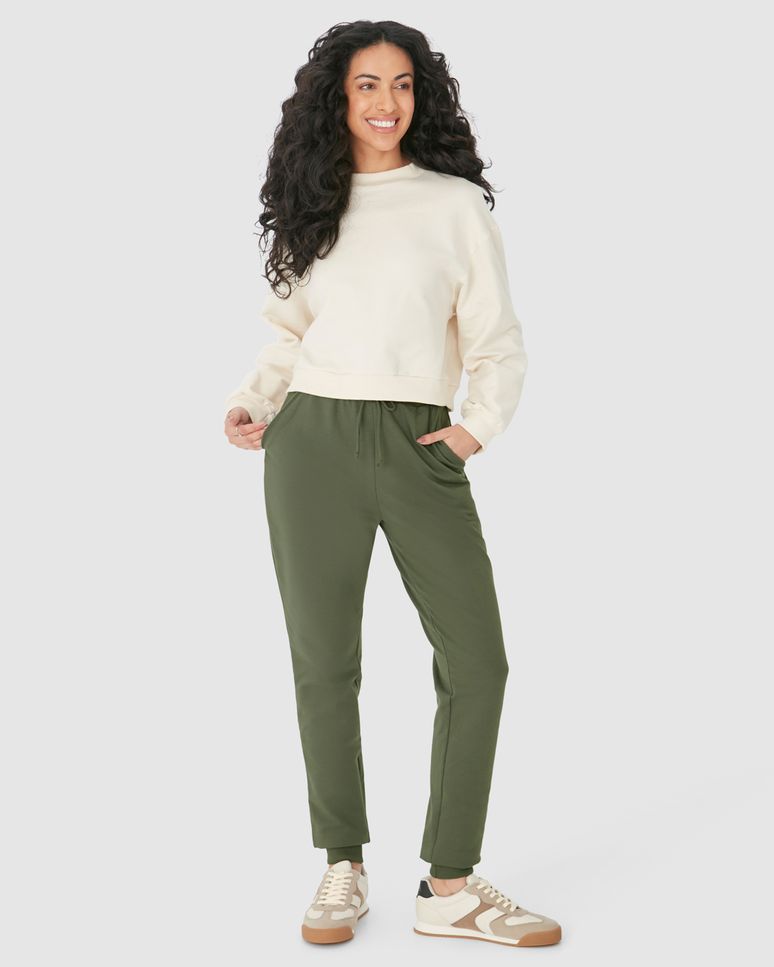 Calça Básica Feminina Jogger Em Moletom Stretch