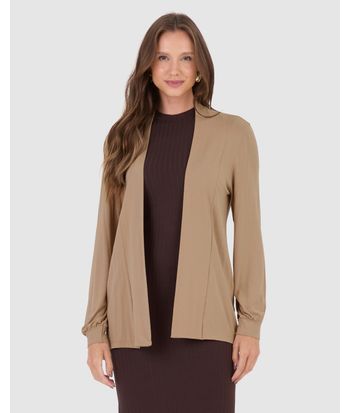 Cardigan Alongado Feminino Em Viscose Stretch