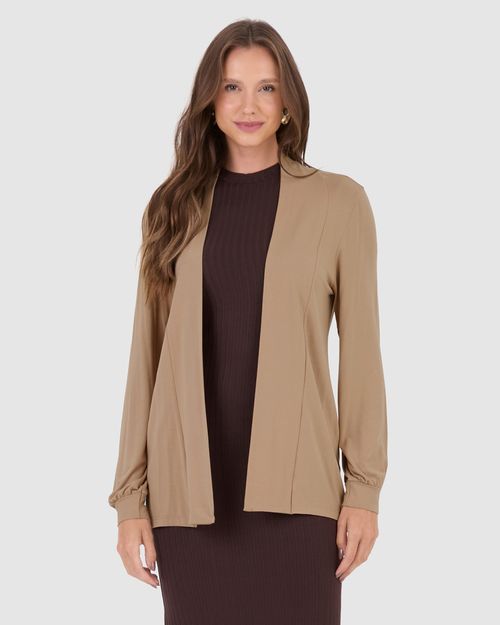 Cardigan Alongado Feminino Em Viscose Stretch