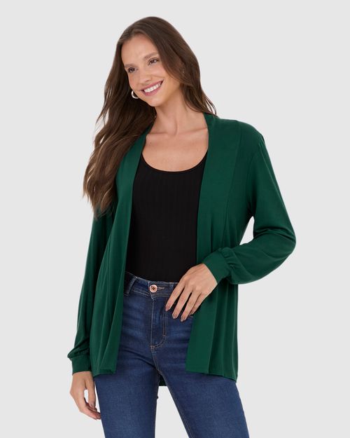 Cardigan Alongado Feminino Em Viscose Stretch