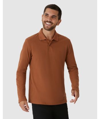 Camisa Polo Masculina Manga Longa Em Piquet Premium