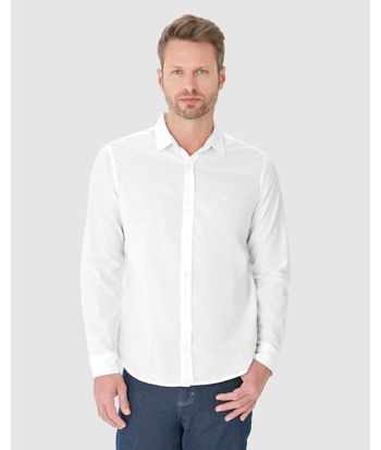 Camisa Masculina Regular Manga Longa Em Tricoline