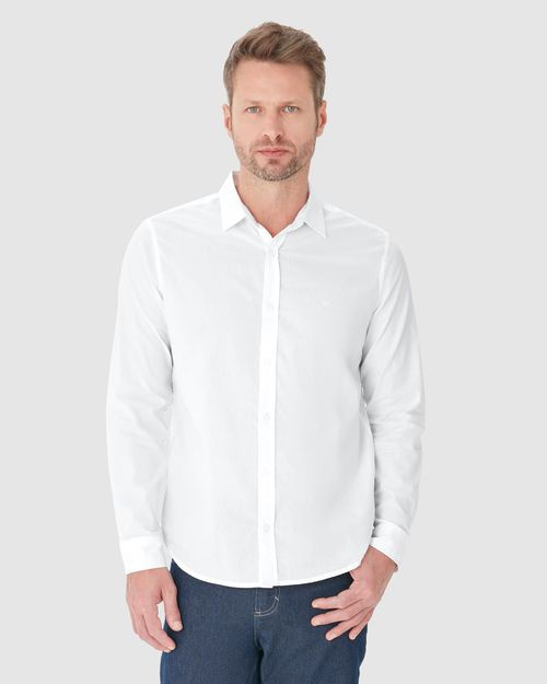 Camisa Masculina Regular Manga Longa Em Tricoline