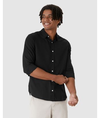 Camisa Masculina Regular Manga Longa Em Tricoline