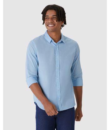 Camisa Masculina Regular Manga Longa Em Tricoline