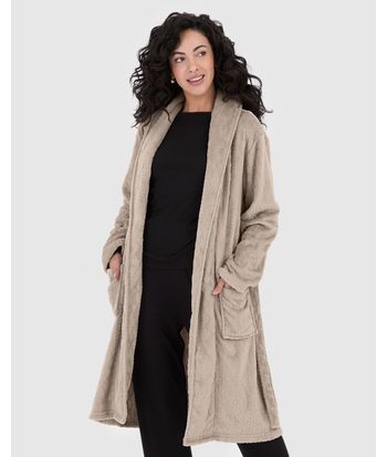 Roupão Feminino Com Bolso E Faixa Amarração Em Fleece