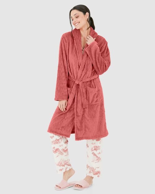 Roupão Feminino Com Bolso E Faixa Amarração Em Fleece