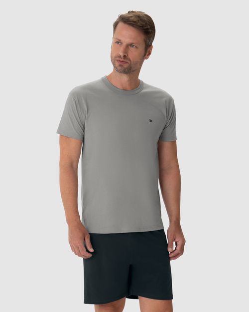 Pijama Masculino Camiseta Decote Redondo Manga Curta Em Algodão
