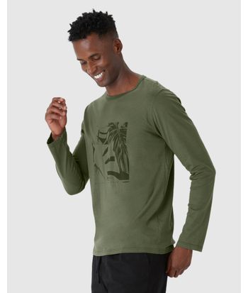 Camiseta Masculina Manga Longa Com Estampa Frontal Em Algodão