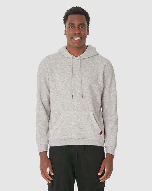Blusão Masculino Com Capuz E Bolso Canguru Em Jacquard Texturizado