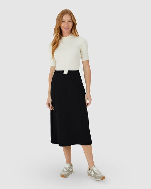 Saia Midi Feminina Cós Elástico Em Moletom Comfy Flanelado