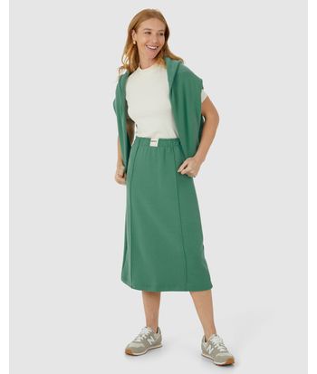 Saia Midi Feminina Cós Elástico Em Moletom Comfy Flanelado
