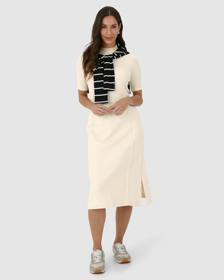 Saia Midi Feminina Cós Elástico Em Moletom Comfy Flanelado