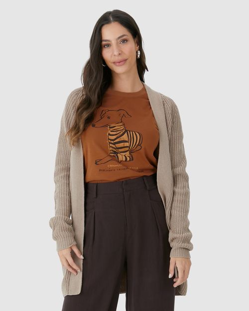 Camiseta Feminina Manga Curta Estampa Frontal Ilustrativa Em Algodão