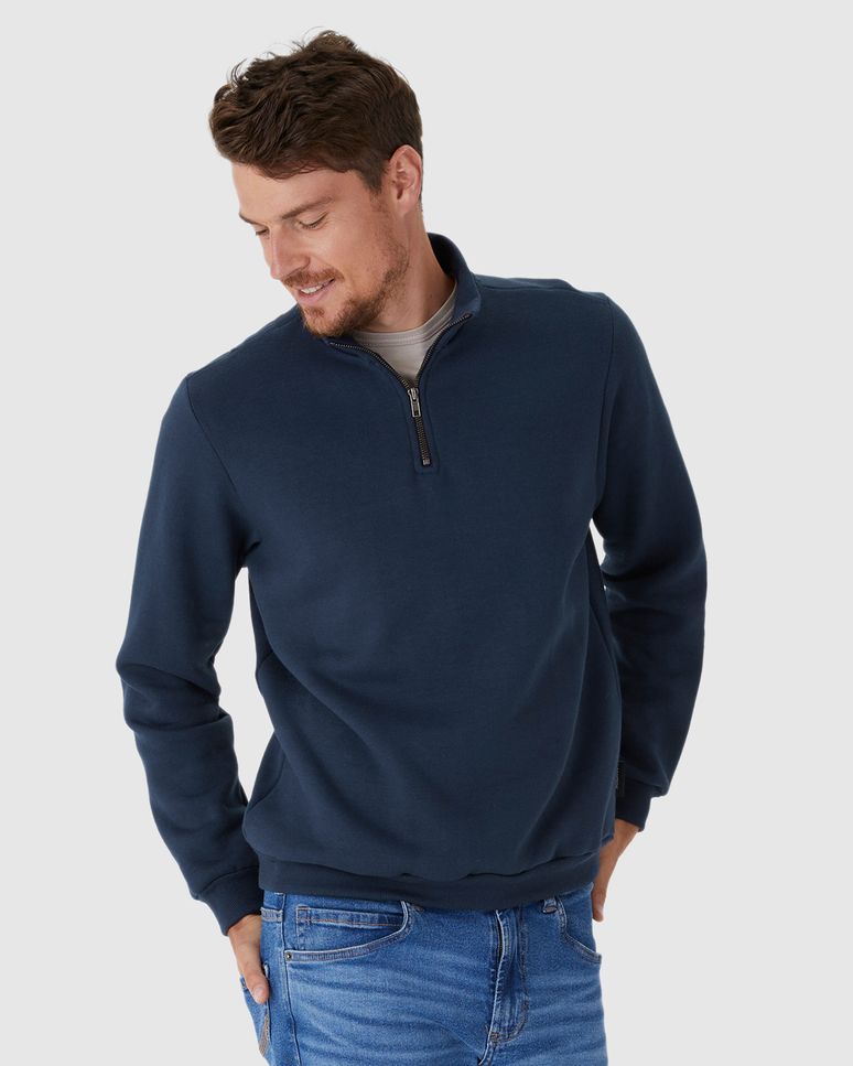 Blusão Masculino Gola Alta Fecho Zíper Em Moletom Comfy Flanelado