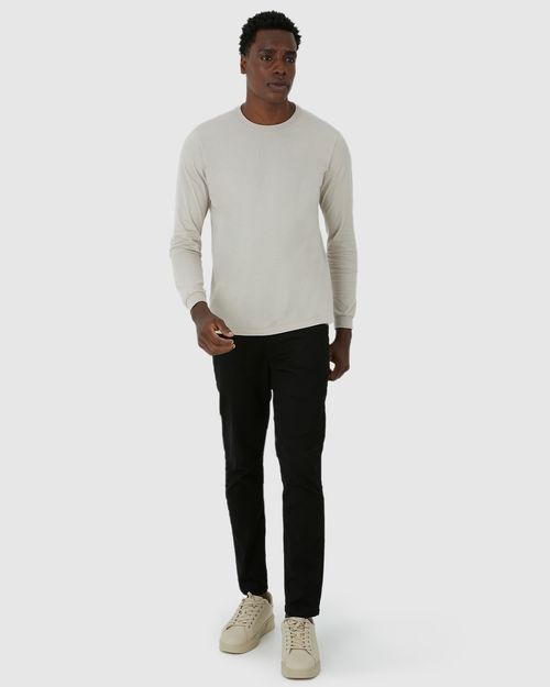 Calça Chino Masculina Bolso Funcional Em Sarja Com Elastano