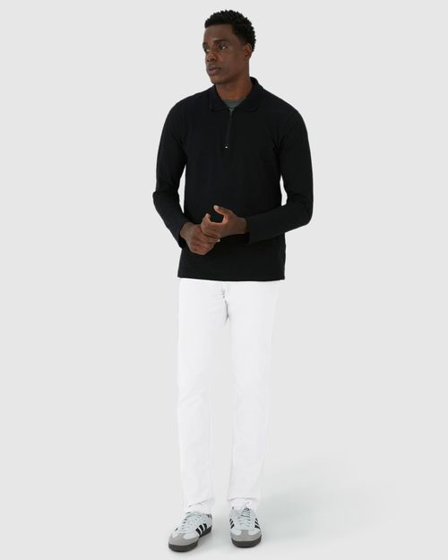 Calça Masculina Chino Cintura Média Em Sarja Com Elastano