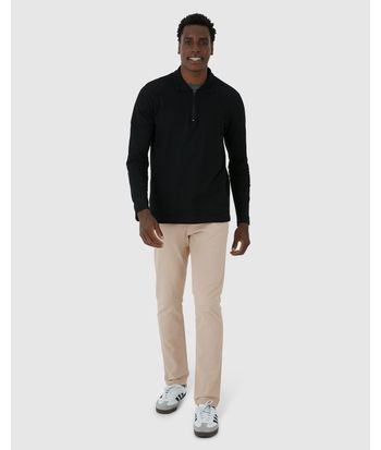 Calça Masculina Chino Cintura Média Em Sarja Com Elastano