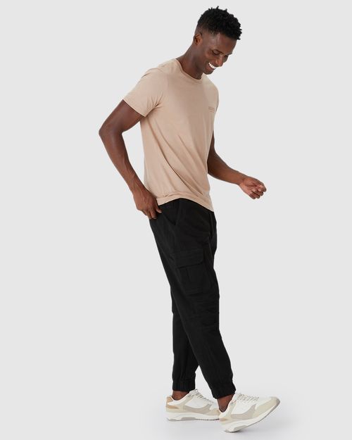 Calça Masculina Jogger Cargo Em Sarja Com Elastano