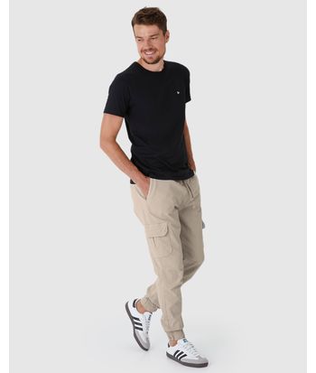 Calça Masculina Jogger Cargo Em Sarja Com Elastano