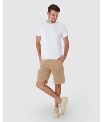 Bermuda Cargo Masculina Em Sarja Com Elastano