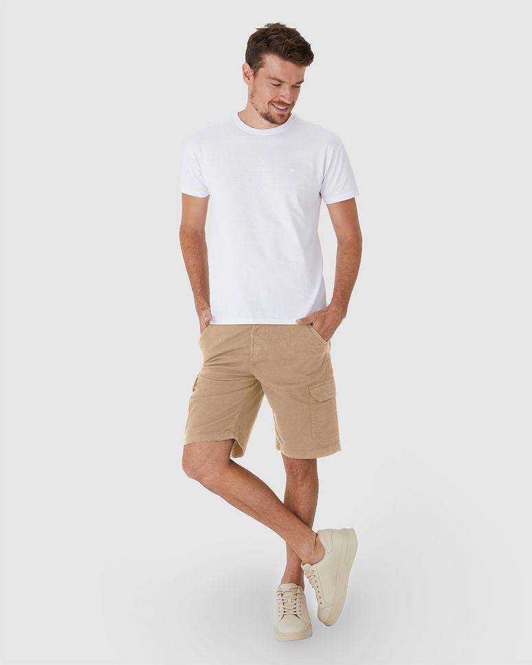 Bermuda Cargo Masculina Em Sarja Com Elastano