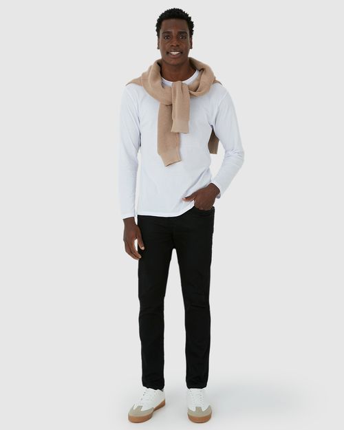 Calça Masculina Slim Bolso Funcional Em Sarja Com Elastano